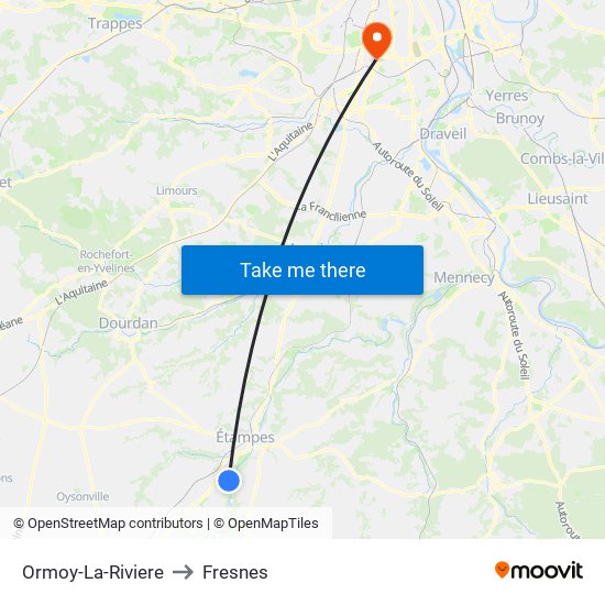 Ormoy-La-Riviere to Fresnes map