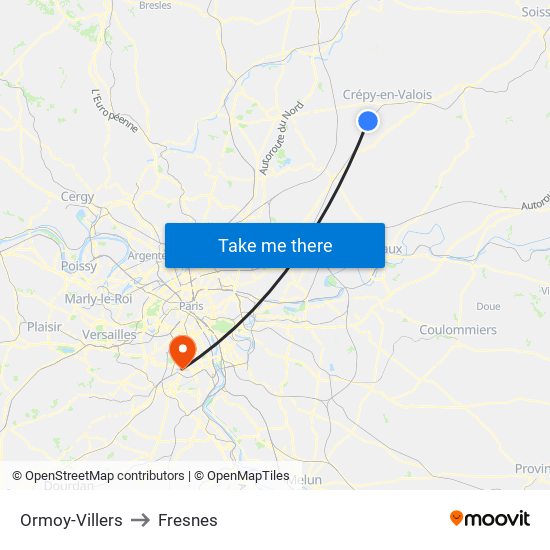 Ormoy-Villers to Fresnes map