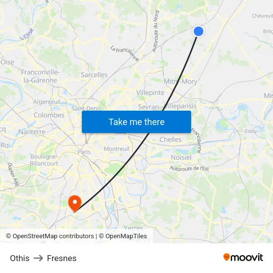 Othis to Fresnes map