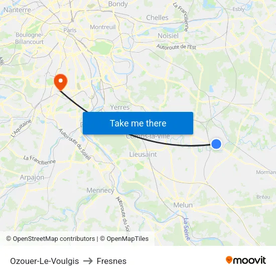 Ozouer-Le-Voulgis to Fresnes map