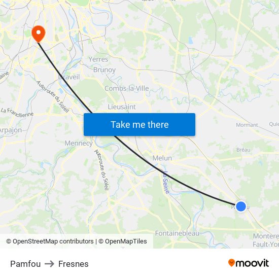 Pamfou to Fresnes map