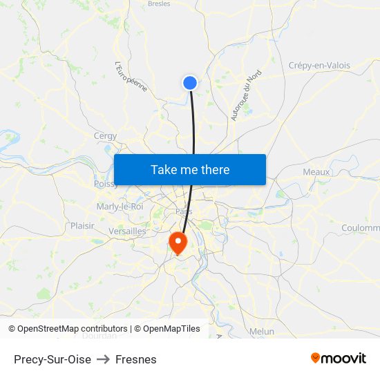 Precy-Sur-Oise to Fresnes map