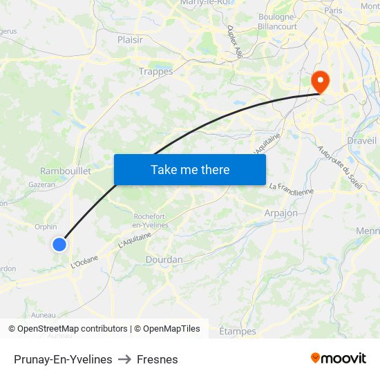 Prunay-En-Yvelines to Fresnes map