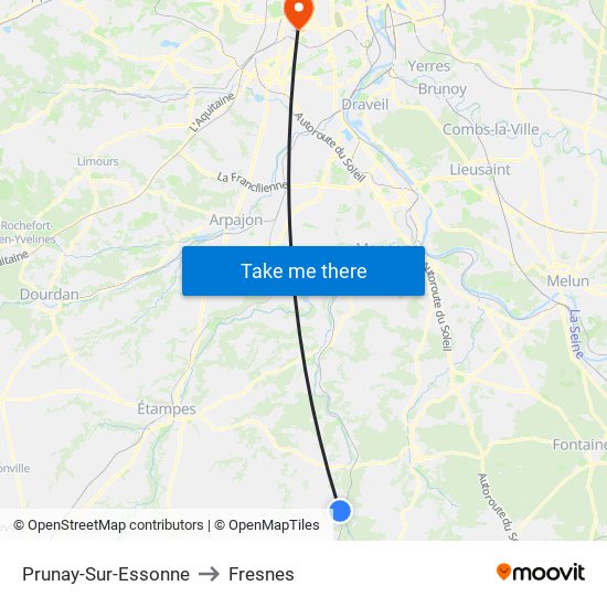 Prunay-Sur-Essonne to Fresnes map