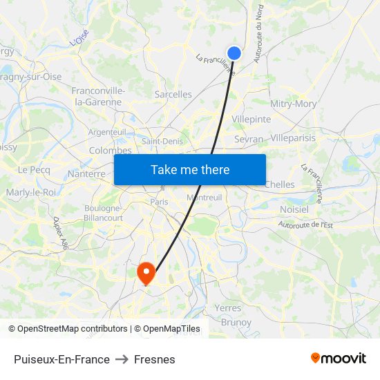 Puiseux-En-France to Fresnes map