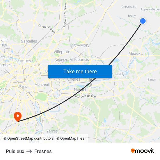 Puisieux to Fresnes map