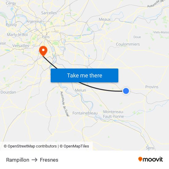 Rampillon to Fresnes map