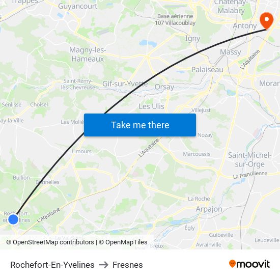 Rochefort-En-Yvelines to Fresnes map
