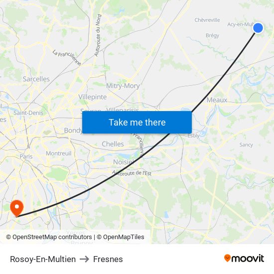 Rosoy-En-Multien to Fresnes map