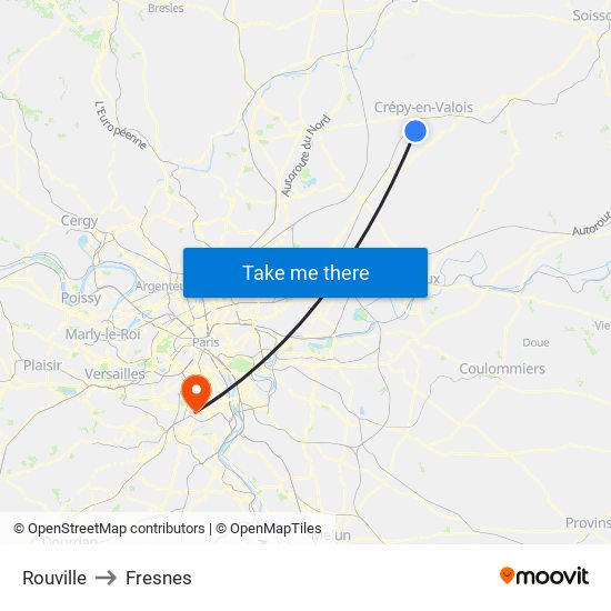Rouville to Fresnes map