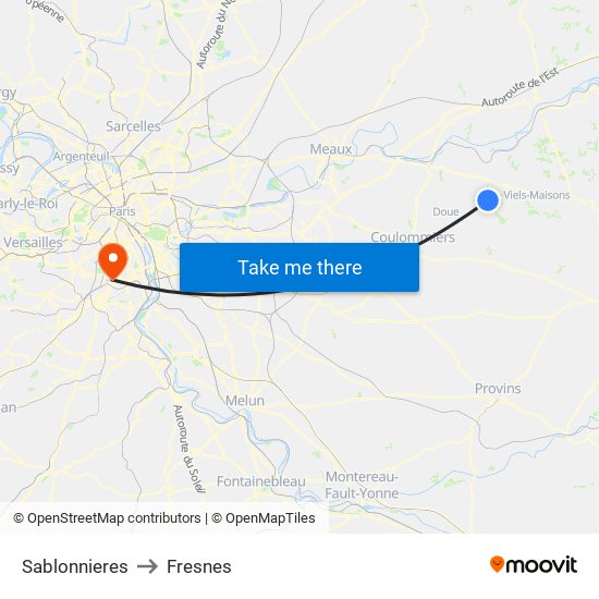 Sablonnieres to Fresnes map