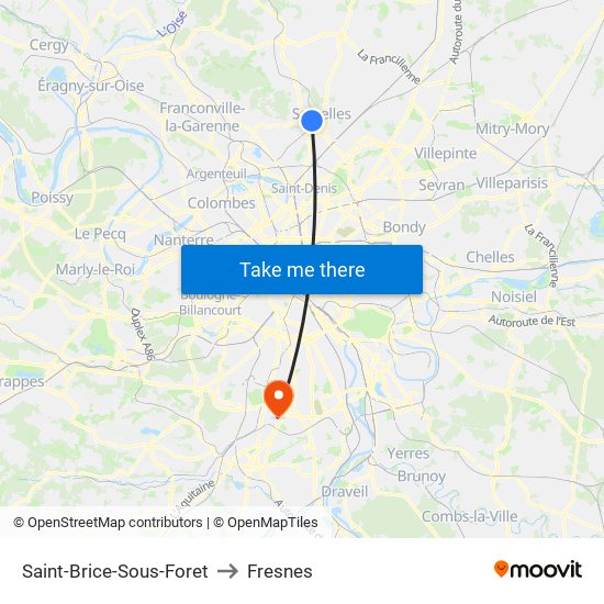 Saint-Brice-Sous-Foret to Fresnes map