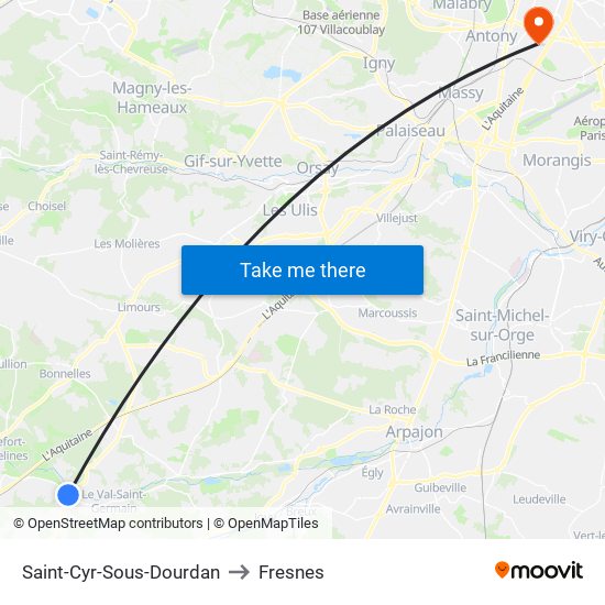 Saint-Cyr-Sous-Dourdan to Fresnes map