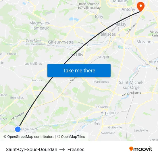 Saint-Cyr-Sous-Dourdan to Fresnes map