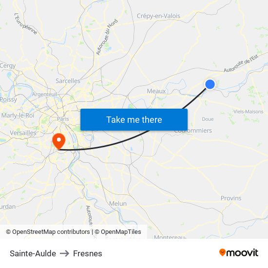 Sainte-Aulde to Fresnes map
