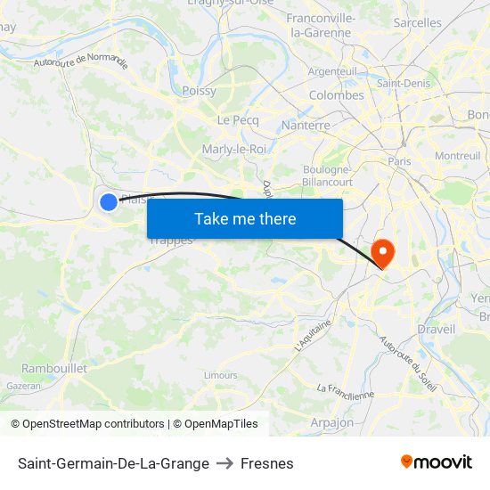 Saint-Germain-De-La-Grange to Fresnes map