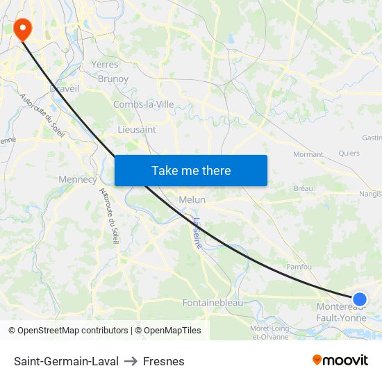 Saint-Germain-Laval to Fresnes map