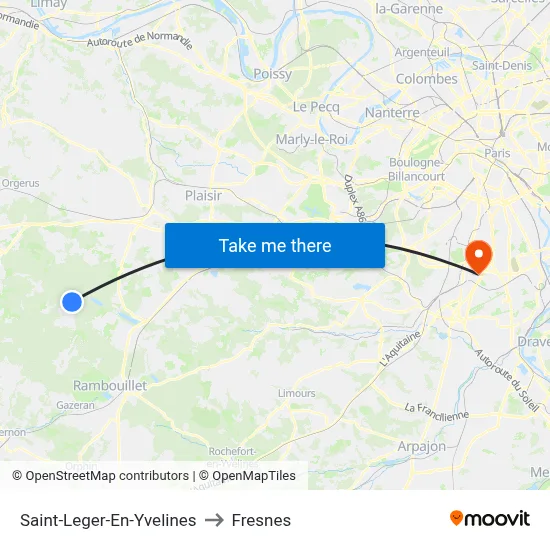 Saint-Leger-En-Yvelines to Fresnes map