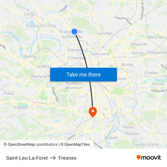 Saint-Leu-La-Foret to Fresnes map