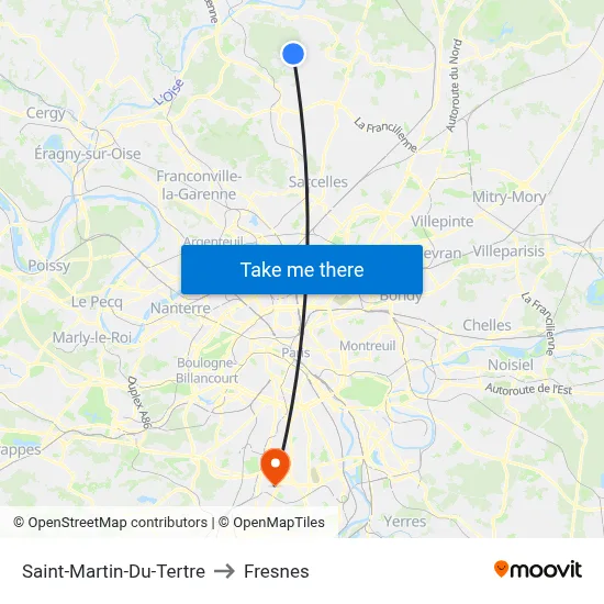 Saint-Martin-Du-Tertre to Fresnes map