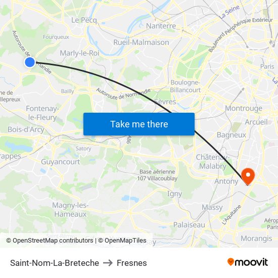 Saint-Nom-La-Breteche to Fresnes map