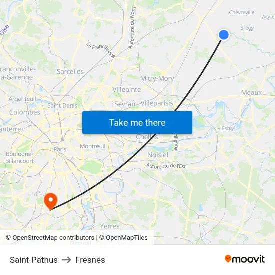 Saint-Pathus to Fresnes map