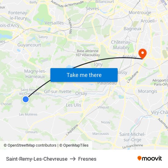 Saint-Remy-Les-Chevreuse to Fresnes map