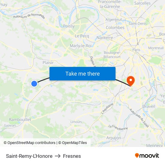 Saint-Remy-L'Honore to Fresnes map