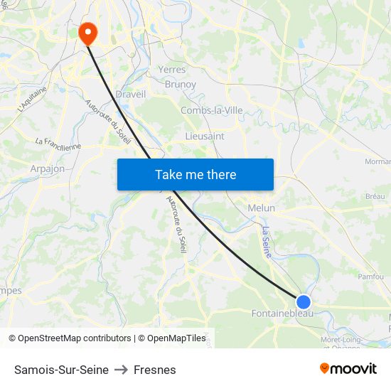 Samois-Sur-Seine to Fresnes map