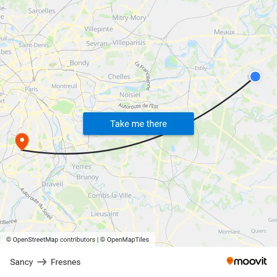 Sancy to Fresnes map