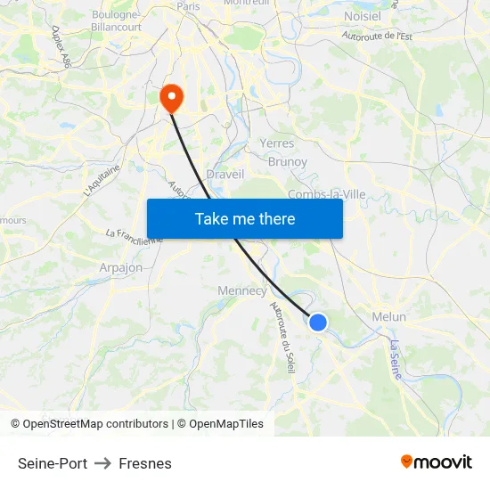 Seine-Port to Fresnes map