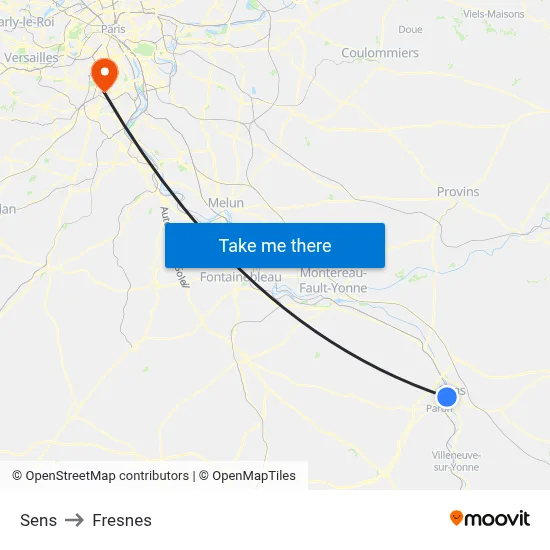 Sens to Fresnes map