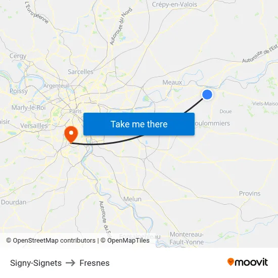 Signy-Signets to Fresnes map