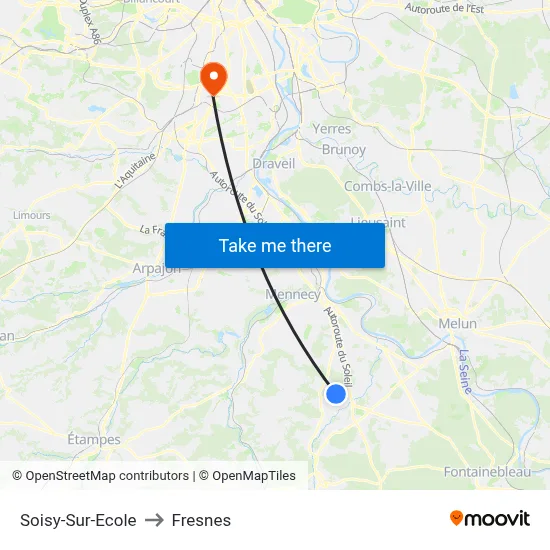 Soisy-Sur-Ecole to Fresnes map