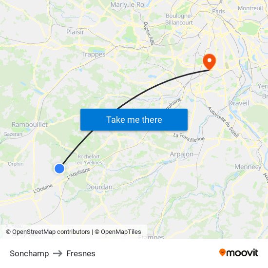 Sonchamp to Fresnes map