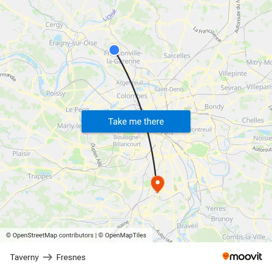 Taverny to Fresnes map