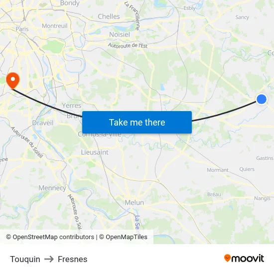 Touquin to Fresnes map