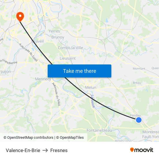 Valence-En-Brie to Fresnes map