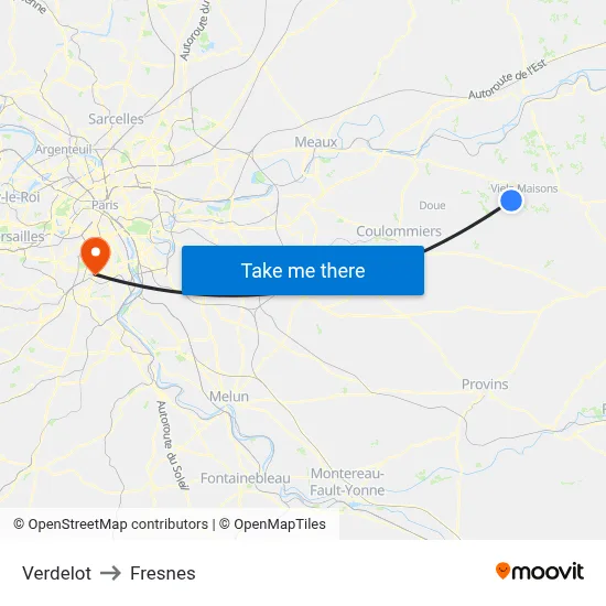 Verdelot to Fresnes map
