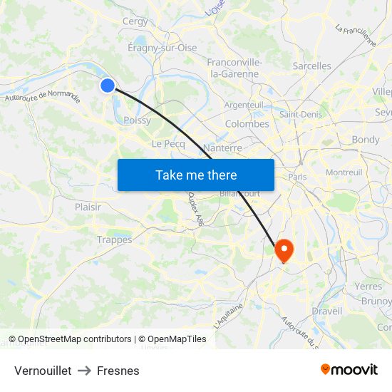 Vernouillet to Fresnes map