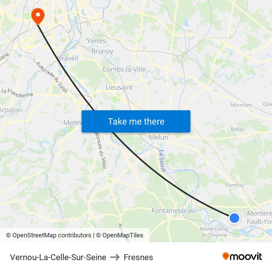 Vernou-La-Celle-Sur-Seine to Fresnes map