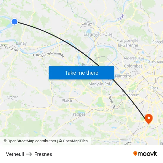Vetheuil to Fresnes map