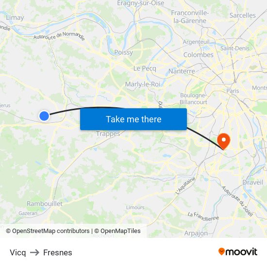 Vicq to Fresnes map
