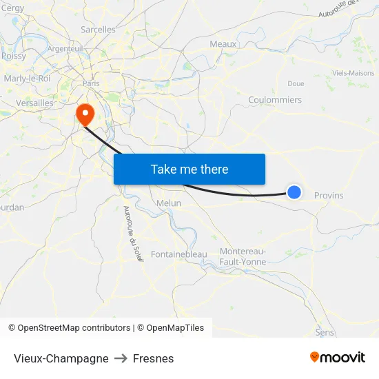 Vieux-Champagne to Fresnes map