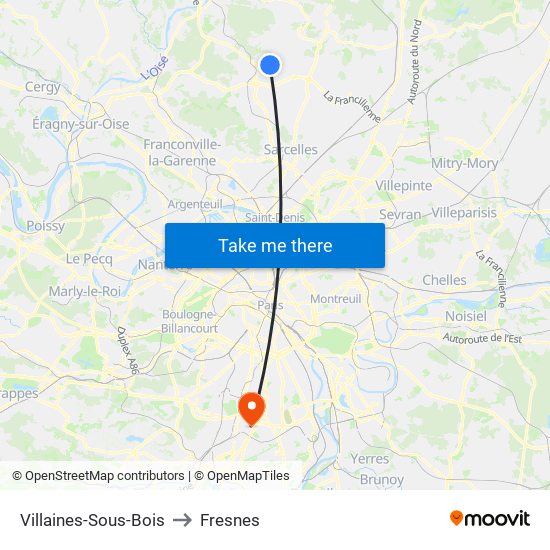 Villaines-Sous-Bois to Fresnes map