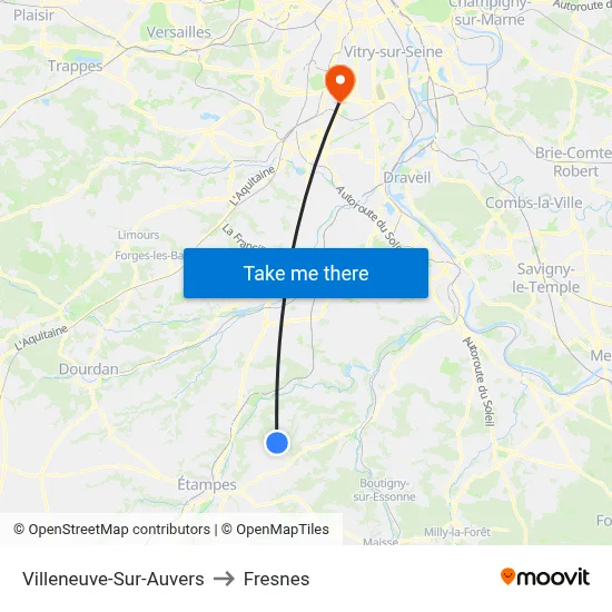 Villeneuve-Sur-Auvers to Fresnes map