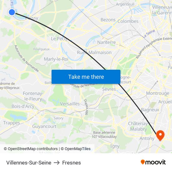 Villennes-Sur-Seine to Fresnes map