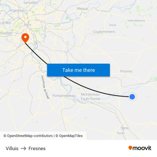 Villuis to Fresnes map