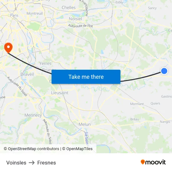 Voinsles to Fresnes map