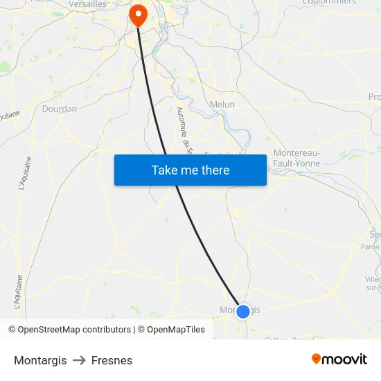 Montargis to Fresnes map